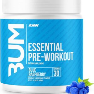 RAW Nutrition – Essential Pre – Chris Bumstead Pre Workout Formula, Sports Nutrition Pre-Workout Powders | Men & Womens Drink, Energy Powder for Working Out (Blue Raspberry)